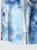 Chemise homme grande taille à imprimé floral dégradé aquarelle tie-dye et branches, boutons et poche. - Bleu S