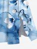 Plus Size Watercolor Tie Dye Ombre Flower Branch Print Hawaii Split Pocket A Line Midi Dress -  