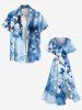 Plus Size Watercolor Tie Dye Ombre Flower Branch Print Hawaii Split Pocket A Line Midi Dress -  