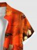 Plus Size Ombre Flower Leaf Print Hawaii Button Pocket Shirt For Men -  