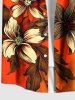 Plus Size Ombre Flower Leaf Print Hawaii Button Pocket Shirt For Men -  