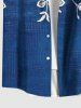 Chemise hawaïenne à boutons et poches, imprimé bicolore, grande taille, motif fleurs, feuilles et branches, pour homme - Bleu 2XL