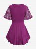 T-shirt Superposé Papillon en Dentelle 2 en 1 de Grande Taille à Lacets - Violet clair 1X | US 14-16