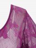 T-shirt Superposé Papillon en Dentelle 2 en 1 de Grande Taille à Lacets - Violet clair 4X | US 26-28