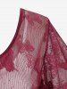 T-shirt Superposé Papillon en Dentelle 2 en 1 de Grande Taille à Lacets - Rouge foncé 4X | US 26-28