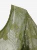 Plus Size Butterfly Lace Overlay Lace-up 2 in 1 Tee -  