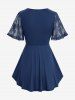 Plus Size Butterfly Lace Overlay Lace-up 2 in 1 Tee -  