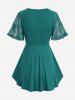 T-shirt Superposé Papillon en Dentelle 2 en 1 de Grande Taille à Lacets - Vert profond 5x | US 30-32