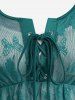 T-shirt Superposé Papillon en Dentelle 2 en 1 de Grande Taille à Lacets - Vert profond 5x | US 30-32