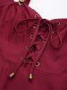 Plus Size Lace Up Solid Pockets Handkerchief Dress with Removable Belt -  