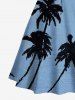 Robe débardeur trapèze à lacets grande taille avec imprimé cocotiers et peinture à l'encre hawaïenne - Bleu S
