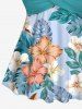 Haut de tankini dos nu à imprimé floral d'hibiscus et feuilles tropicales colorées - Vert 4X