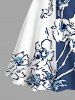 Plus Size Floral Butterfly Colorblock Print Hawaii Lace Up A Line Tank Dress - Blanc S