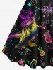 Plus Size Colorful Ombre Dinosaur Coconut Tree Pineapple Juice Strawberry Print Hawaii A Line Tank Dress -  