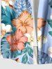 Plus Size Colorful Tropical Leaf Hibiscus Flower Print Hawaii Button Pocket Shirt For Men -  