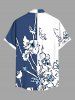Plus Size Floral Butterfly Colorblock Print Hawaii Button Pocket Shirt For Men -  