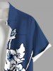 Plus Size Floral Butterfly Colorblock Print Hawaii Button Pocket Shirt For Men -  