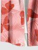 Plus Size Ombre Tropical Leaves Butterfly Print Hawaii Button Pocket Shirt For Men -  