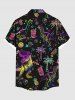 Plus Size Colorful Ombre Dinosaur Coconut Tree Pineapple Juice Strawberry Print Hawaii Shirt For Men -  