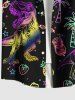 Plus Size Colorful Ombre Dinosaur Coconut Tree Pineapple Juice Strawberry Print Hawaii Shirt For Men -  