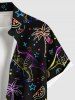 Plus Size Colorful Ombre Dinosaur Coconut Tree Pineapple Juice Strawberry Print Hawaii Shirt For Men -  