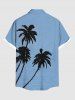 Plus Size Ink Painting Coconut Tree Print Hawaii Button Pocket Shirt For Men -  