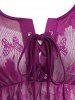T-shirt Superposé Papillon en Dentelle 2 en 1 de Grande Taille à Lacets - Violet clair 4X | US 26-28