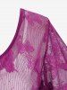 T-shirt Superposé Papillon en Dentelle 2 en 1 de Grande Taille à Lacets - Violet clair 4X | US 26-28