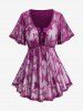 T-shirt Superposé Papillon en Dentelle 2 en 1 de Grande Taille à Lacets - Violet clair 4X | US 26-28