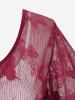 T-shirt Superposé Papillon en Dentelle 2 en 1 de Grande Taille à Lacets - Rouge foncé 4X | US 26-28
