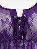 T-shirt Superposé Papillon en Dentelle 2 en 1 de Grande Taille à Lacets - Pourpre  3X | US 22-24