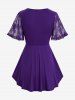 T-shirt Superposé Papillon en Dentelle 2 en 1 de Grande Taille à Lacets - Pourpre  3X | US 22-24