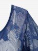 Plus Size Butterfly Lace Overlay Lace-up 2 in 1 Tee -  