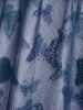 Plus Size Butterfly Lace Overlay Lace-up 2 in 1 Tee -  