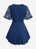 Plus Size Butterfly Lace Overlay Lace-up 2 in 1 Tee -  