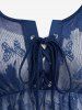 T-shirt Superposé Papillon en Dentelle 2 en 1 de Grande Taille à Lacets - Bleu 4X | US 26-28