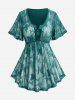 T-shirt Superposé Papillon en Dentelle 2 en 1 de Grande Taille à Lacets - Vert profond 4X | US 26-28