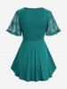 T-shirt Superposé Papillon en Dentelle 2 en 1 de Grande Taille à Lacets - Vert profond 5x | US 30-32