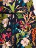 Combinaison hawaïenne cintrée grande taille à imprimé feuilles tropicales et fleurs d'hibiscus - Noir S