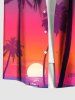 Plus Size Coconut Tree Sun Ombre Sky Print Buttons Pocket Hawaii Shirt For Men -  