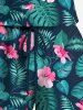 Combinaison hawaïenne cintrée grande taille à imprimé feuilles tropicales et fleurs d'hibiscus - Noir L
