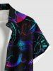 Plus Size Industrial Style Clocks Print Buttons Pocket Shirt For Men -  