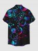 Plus Size Industrial Style Clocks Print Buttons Pocket Shirt For Men -  