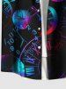 Plus Size Industrial Style Clocks Print Buttons Pocket Shirt For Men -  