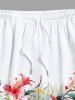 Plus Size Tropical Leaf Hibiscus Flower Print Hawaii Beach Shorts For Men -  