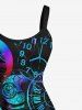 Plus Size Industrial Style Clocks Print Tank Dress -  