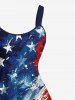 Robe débardeur hawaïenne grande taille à imprimé éclaboussures de peinture et cocotier, drapeau américain patriotique - Bleu 4X