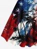 Robe débardeur hawaïenne grande taille à imprimé éclaboussures de peinture et cocotier, drapeau américain patriotique - Bleu 4X