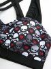 Plus Size Skulls Heart Print Crisscross Cinched Ruffles Asymmetrical Skirt Tankini Swimsuit -  