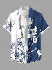 Floral Butterfly Colorblock Print Plus Size Matching Hawaii Beach Outfit For Couples -  